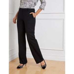 Talbots Windsor Curvy Black Linen Pants Wide Leg Breezy Polished Essential 12P